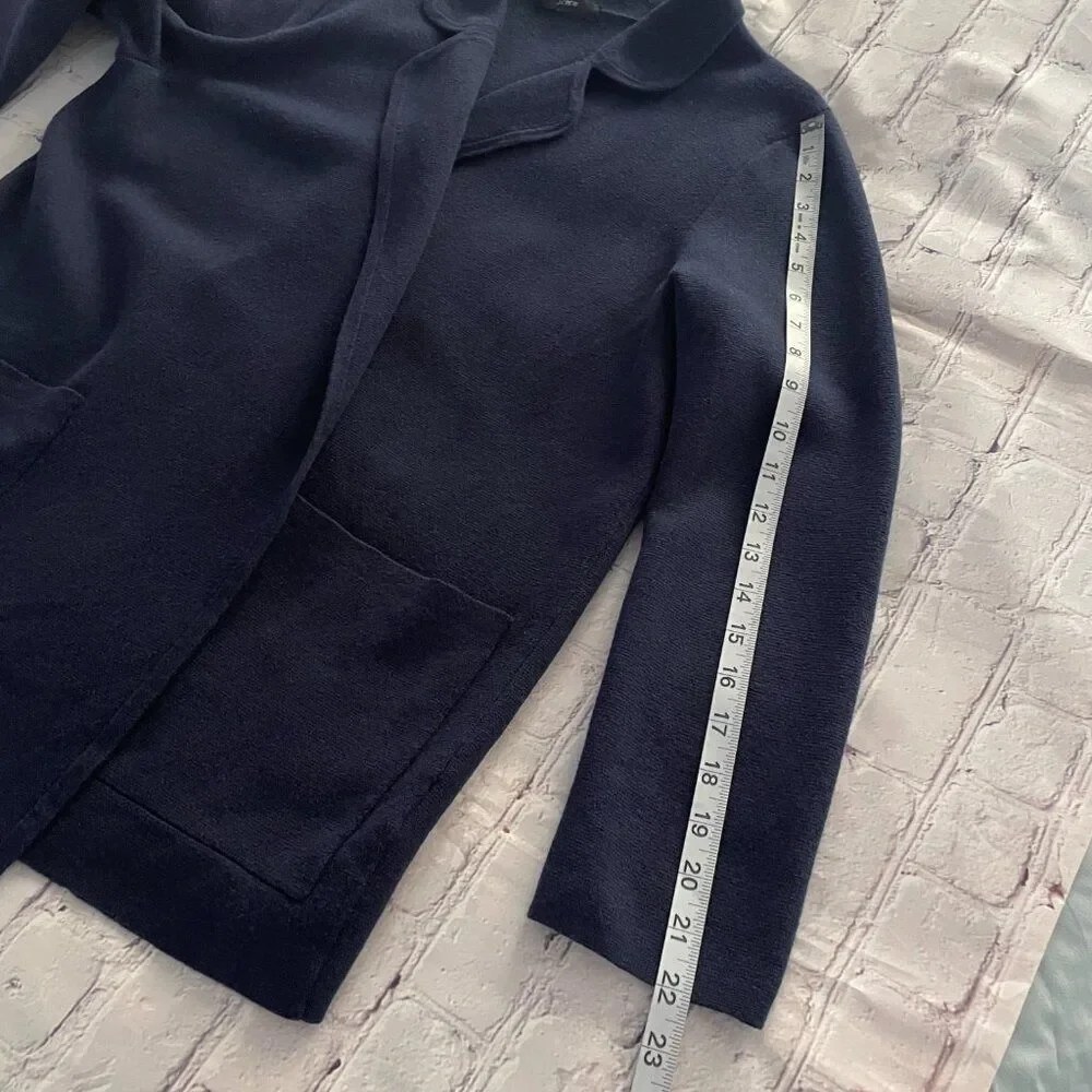 Womens J.Crew Eloise Navy Blue Wool Blend Open Knit Blazer Pockets Workwear